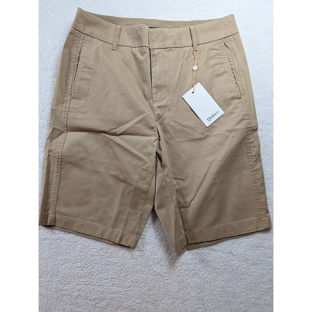 Quince Organic Stretch Cotton Chino Bermuda Shorts Light Khaki 6 LB53181-CFL01